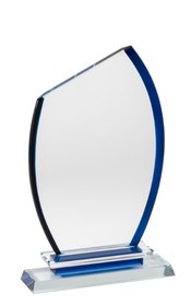 Blue semi oval crystal award